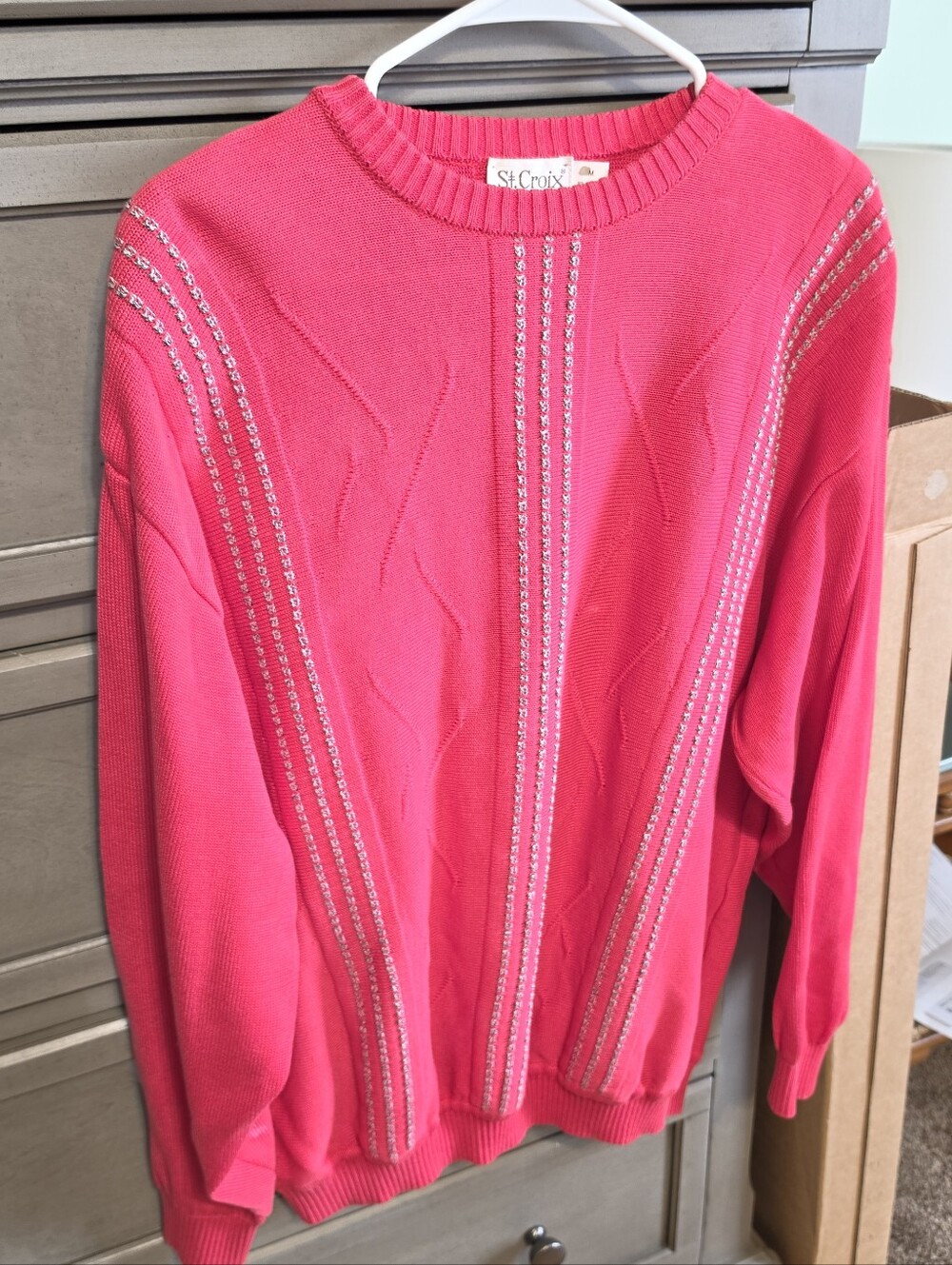 St. Croix Men's Crewneck Sweater in Pink